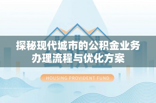 苏澳探秘现代城市的公积金业务办理流程与优化方案