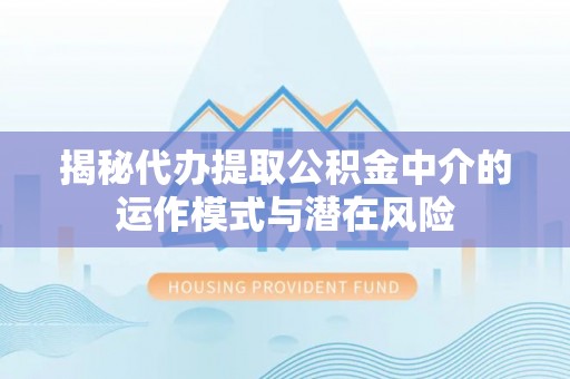 苏澳揭秘代办提取公积金中介的运作模式与潜在风险
